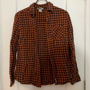 Field & Stream Orange Blue Checkered Flannel Shirt